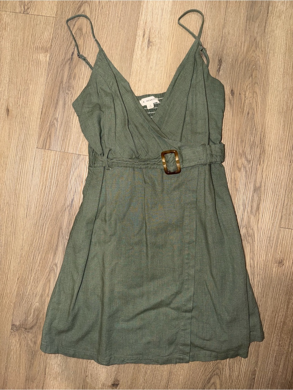 LA Hearts Olive Green Belted Wrap Mini Dress
